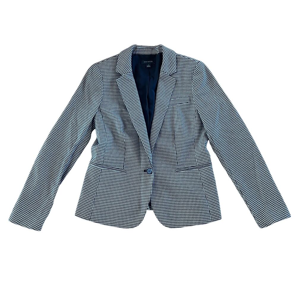 Ann Taylor Black and White Houndstooth Blazer